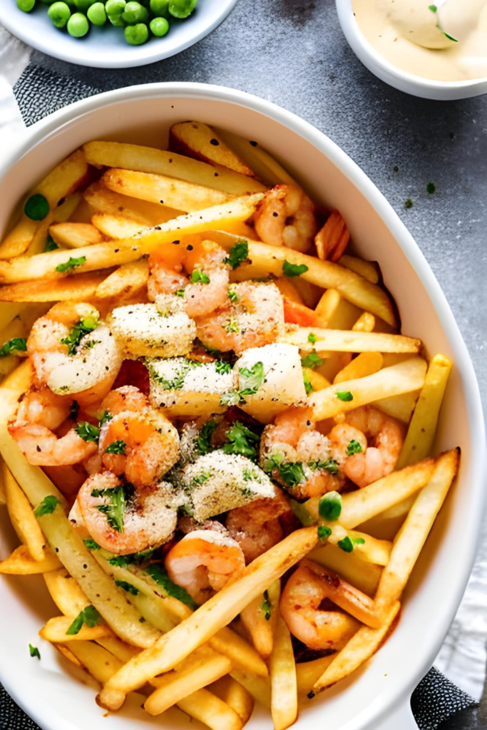 Loaded fries with shrimp