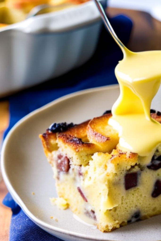berry bread puddng with custard