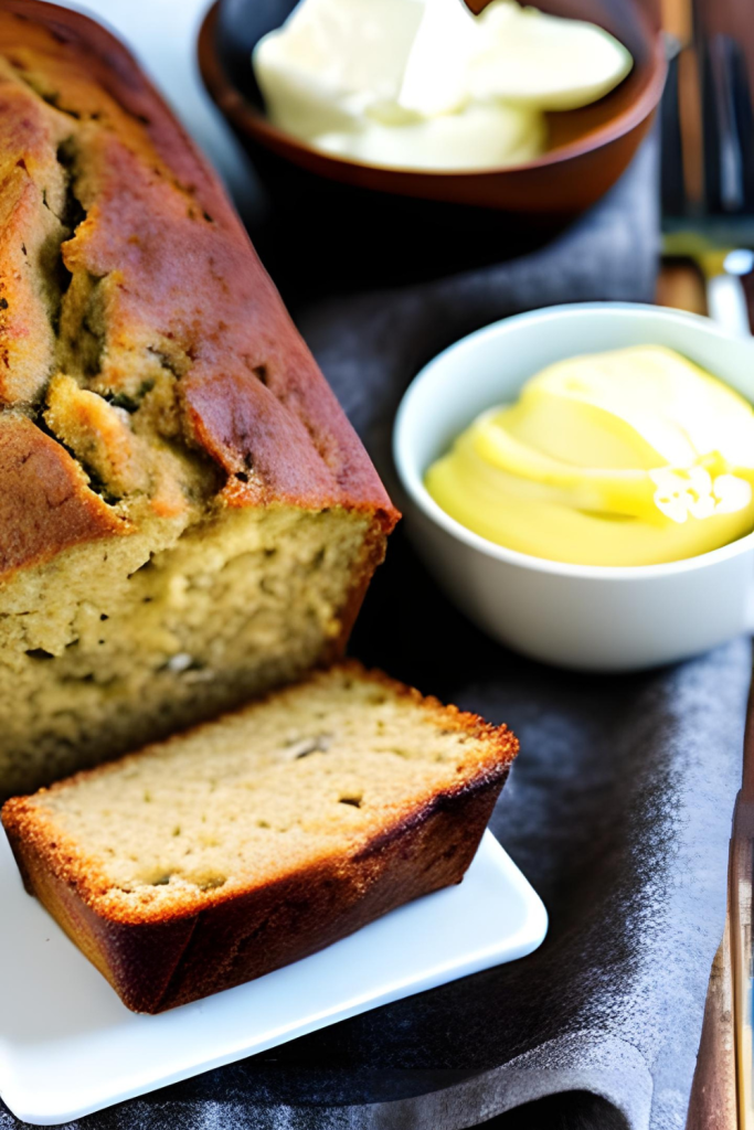 eggless banana bread with butter