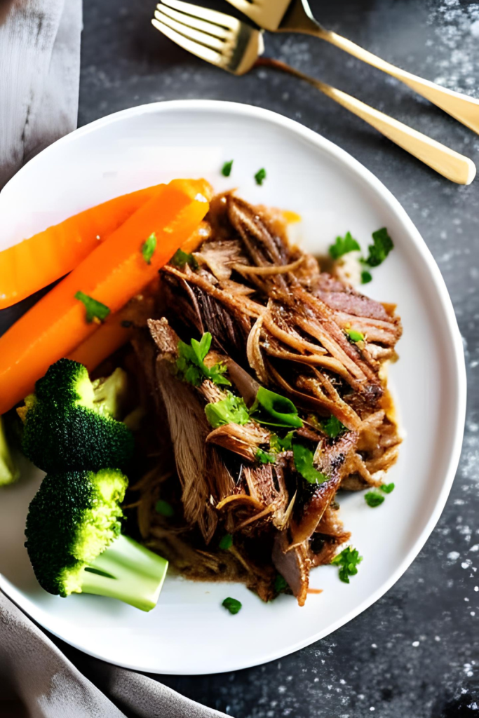 pulled beef shank with salads