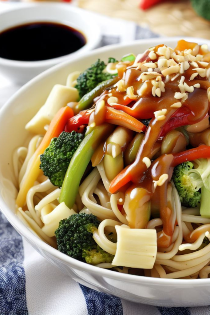 bowl of noodles with chinese garlic sauce