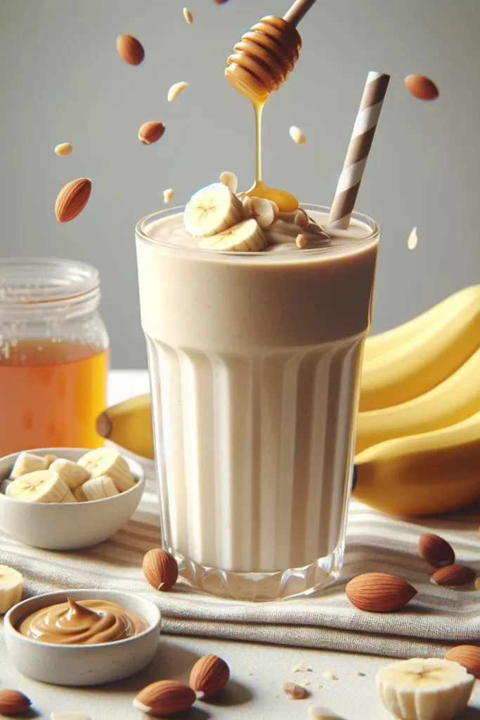 banana cinnamon nut butter smoothie with honey