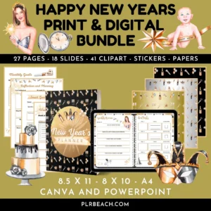 happy new year's print and digital bundle