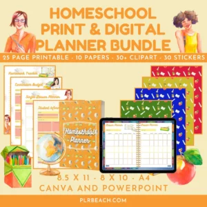 homeschool print and digital planner bundle